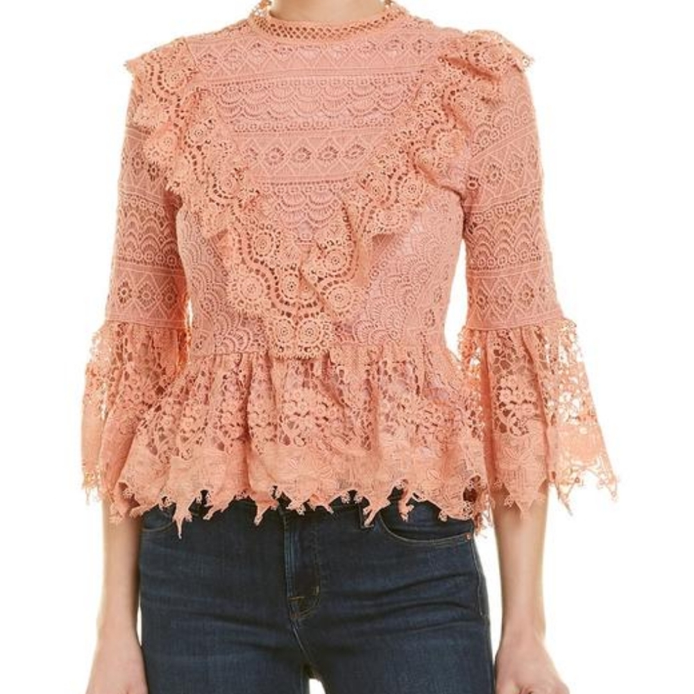 Champagne & Strawberry crochet top size M NWT